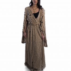 Ruffled Cream Plissé Dress
