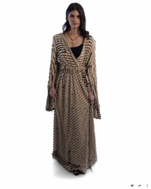 Ruffled Cream Plissé Dress