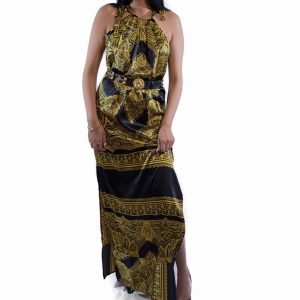 Golden Hibiscus Sleeveless Dress