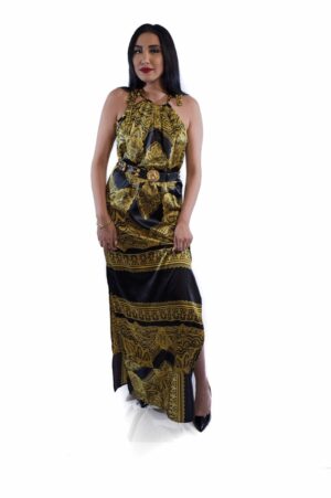 Golden Hibiscus Sleeveless Dress