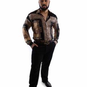 Animalier Print Satin Dress Shirt