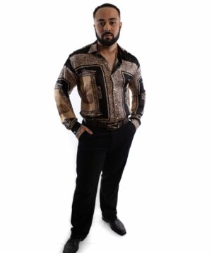 Animalier Print Satin Dress Shirt