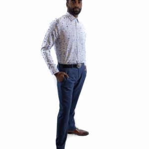 Blue Dandelion Print Dress Shirt