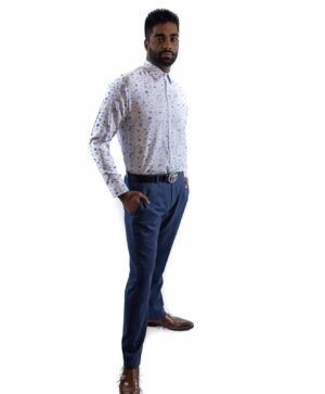 Blue Dandelion Print Dress Shirt