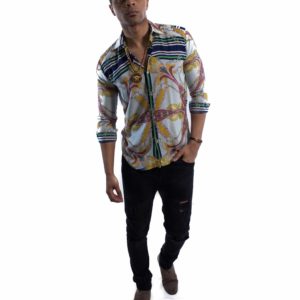 Ornate Technicolour Print Dress Shirt