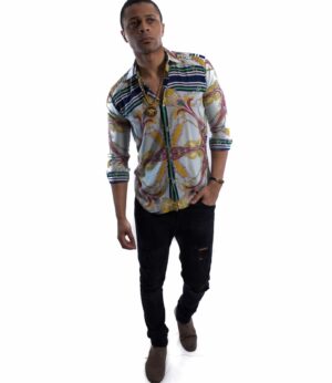 Ornate Technicolour Print Dress Shirt